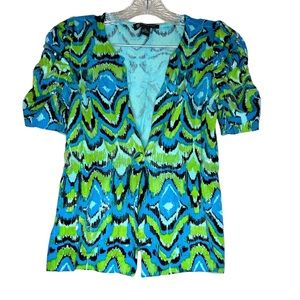 INC Sequined Cardigan/Sweater peplum style vibrant colors. Size XS